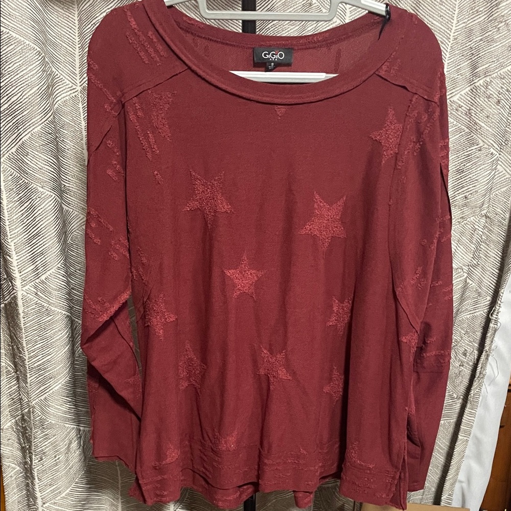 G&O Women's Maroon Star Pattern Sweatshirt